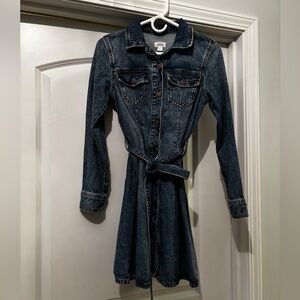 a.n.a Dark Blue Long-Sleeve Denim Dress